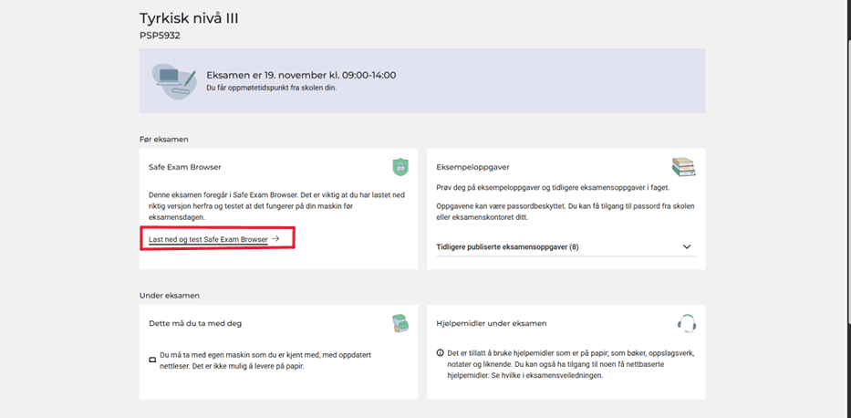 Grafisk fremstilling av hvordan laste ned Safe Exam Browser - Klikk for stort bilde